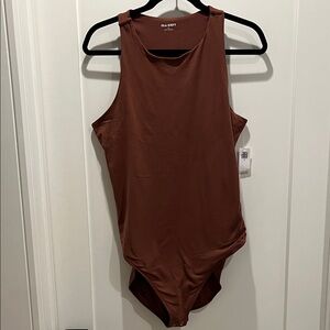 Old Navy Chocolate Brown Sleeveless Racerback Bodysuit with Snap Closure.
